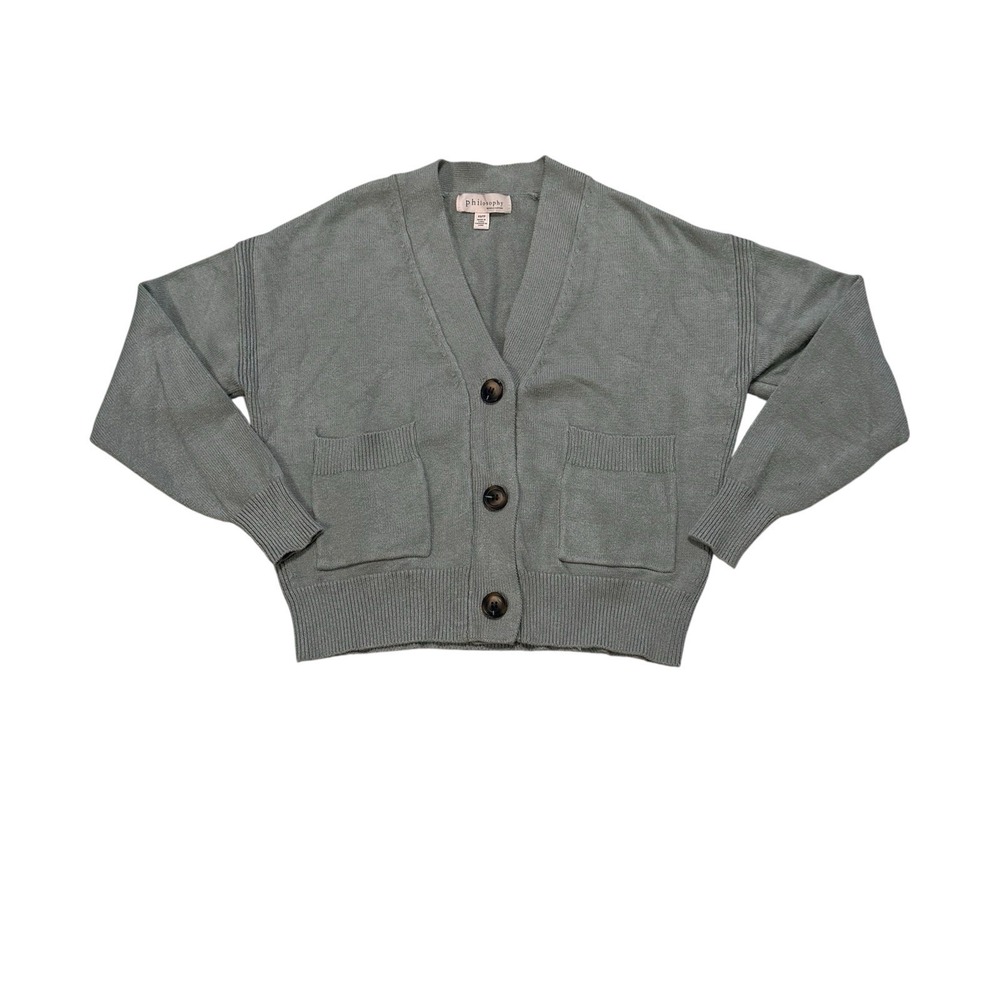 Philosophy Cardigan XS Short Fit Olive Green